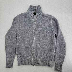 Banana Republic Sweater Gray Tight Knit Size medium Two Pockets, Full Zip heavy